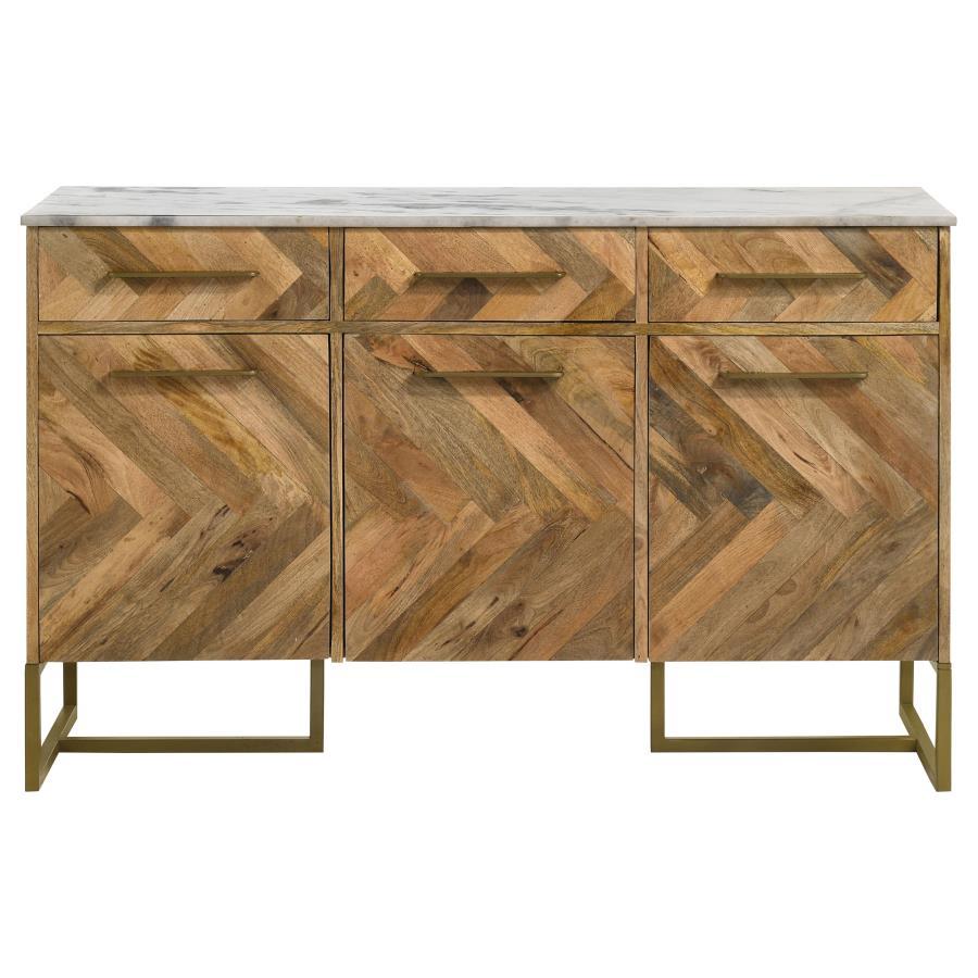 Keaton - Marble Top Herringbone Accent Cabinet by CoasterElevations | Bel Furniture