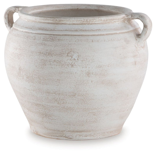 Meadie - 9" Vase White 10"W x 9"D x 9"H by Signature Design by Ashley® | Bel Furniture