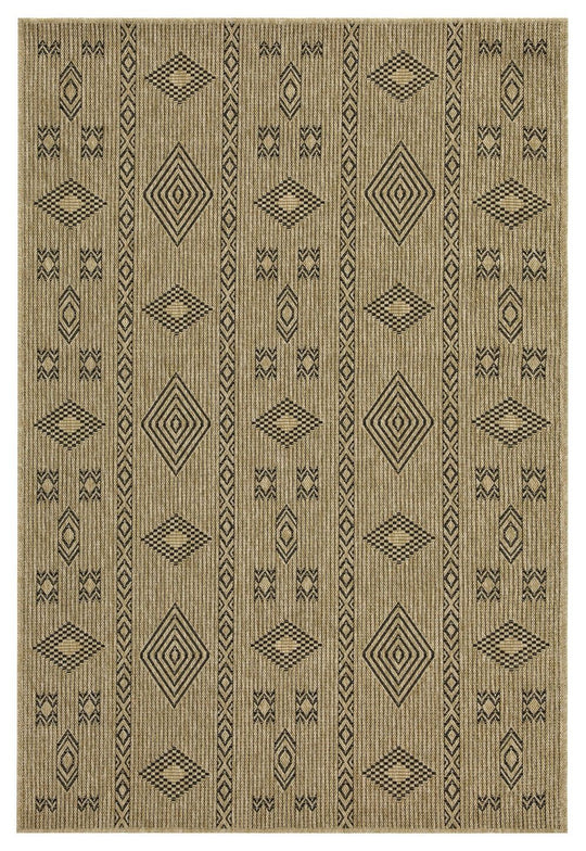 Earth - 5'3" X 7'3" Indoor, Outdoor Area Rug Polypropylene - Jute / Black by Icona Home Decor | Bel Furniture