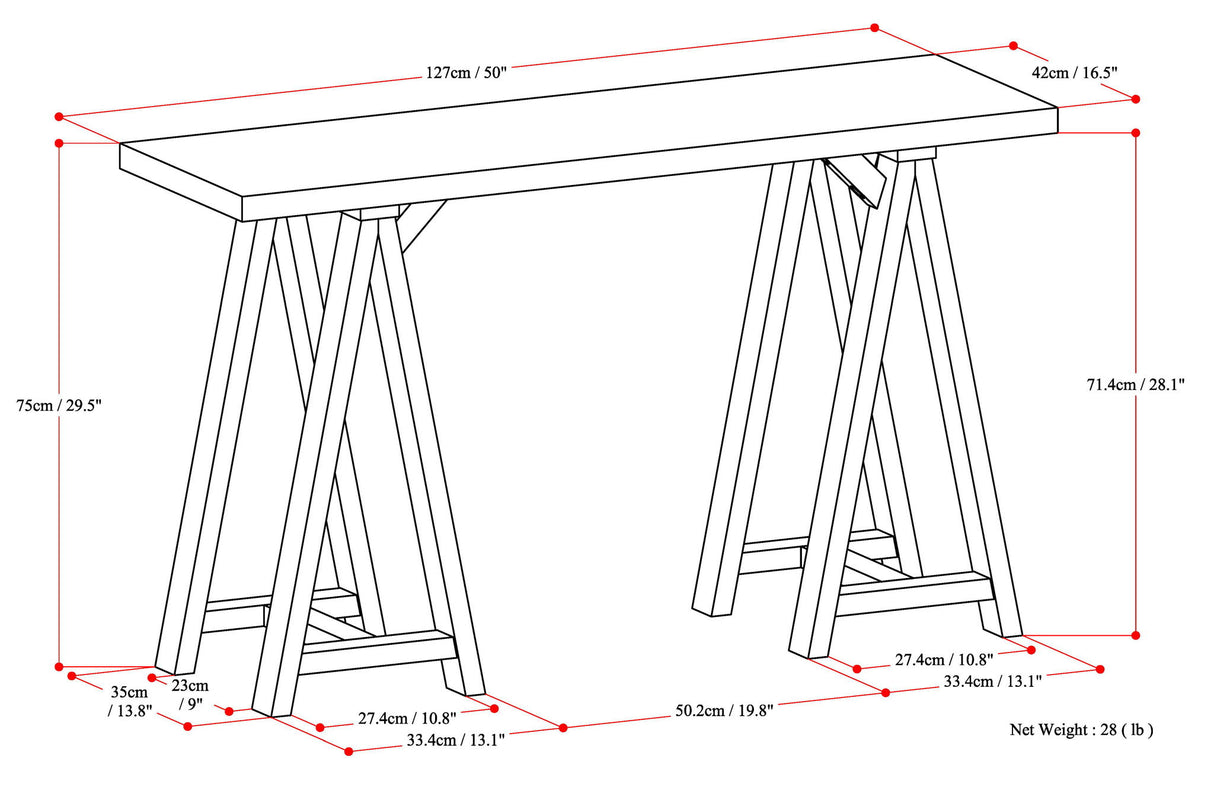 Sawhorse - Handcrafted Console Sofa Table