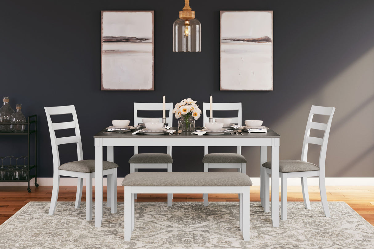 Stonehollow - White / Gray - Rectangular Drm Table Set (Set of 6) by Signature Design by Ashley® | Bel Furniture