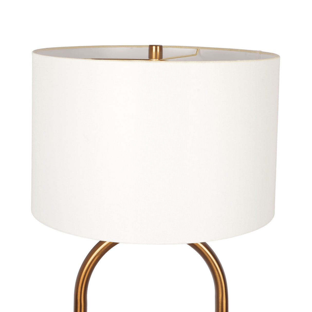 Vivid - Ring Base Floor Lamp With Large Drum Shade - Antique Brass / White by Ashcroft Furniture | Bel Furniture