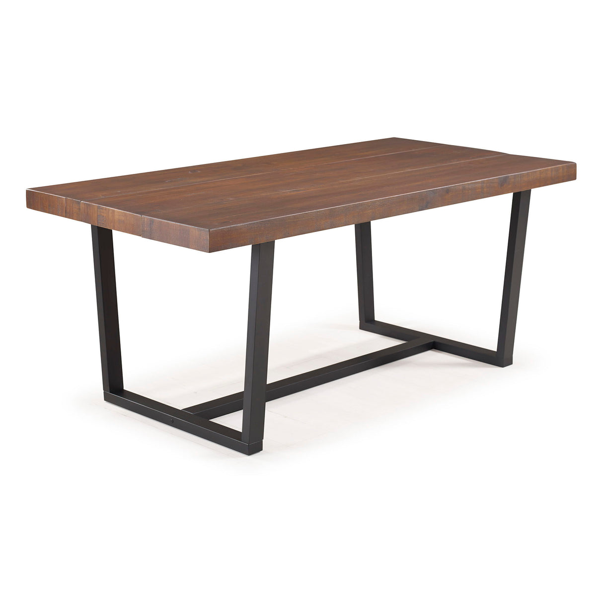 Modern Distressed Solid Wood And Metal Open Frame Dining Table Dark Brown by Walker Edison | Bel Furniture