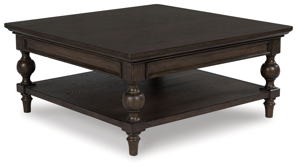 Veramond - Dark Brown - Square Cocktail Table by Signature Design by Ashley® | Bel Furniture