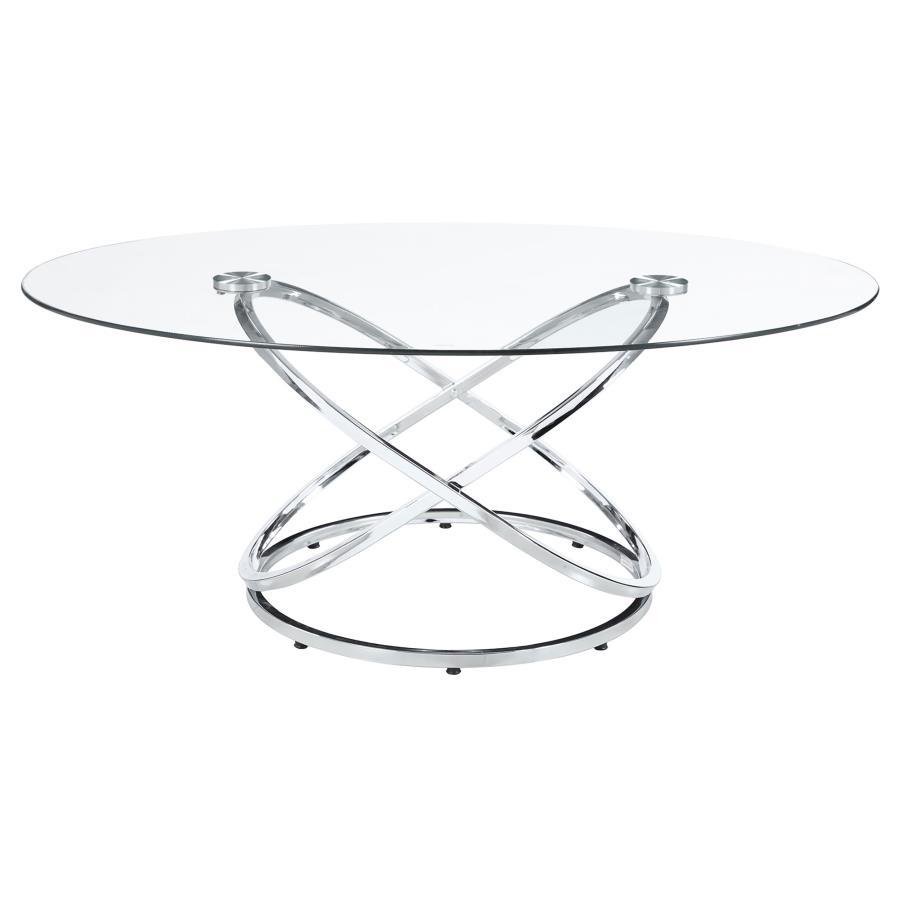 Warren - 3 Piece Oval Glass Top Coffee Table Set - Chrome by CoasterEssence | Bel Furniture