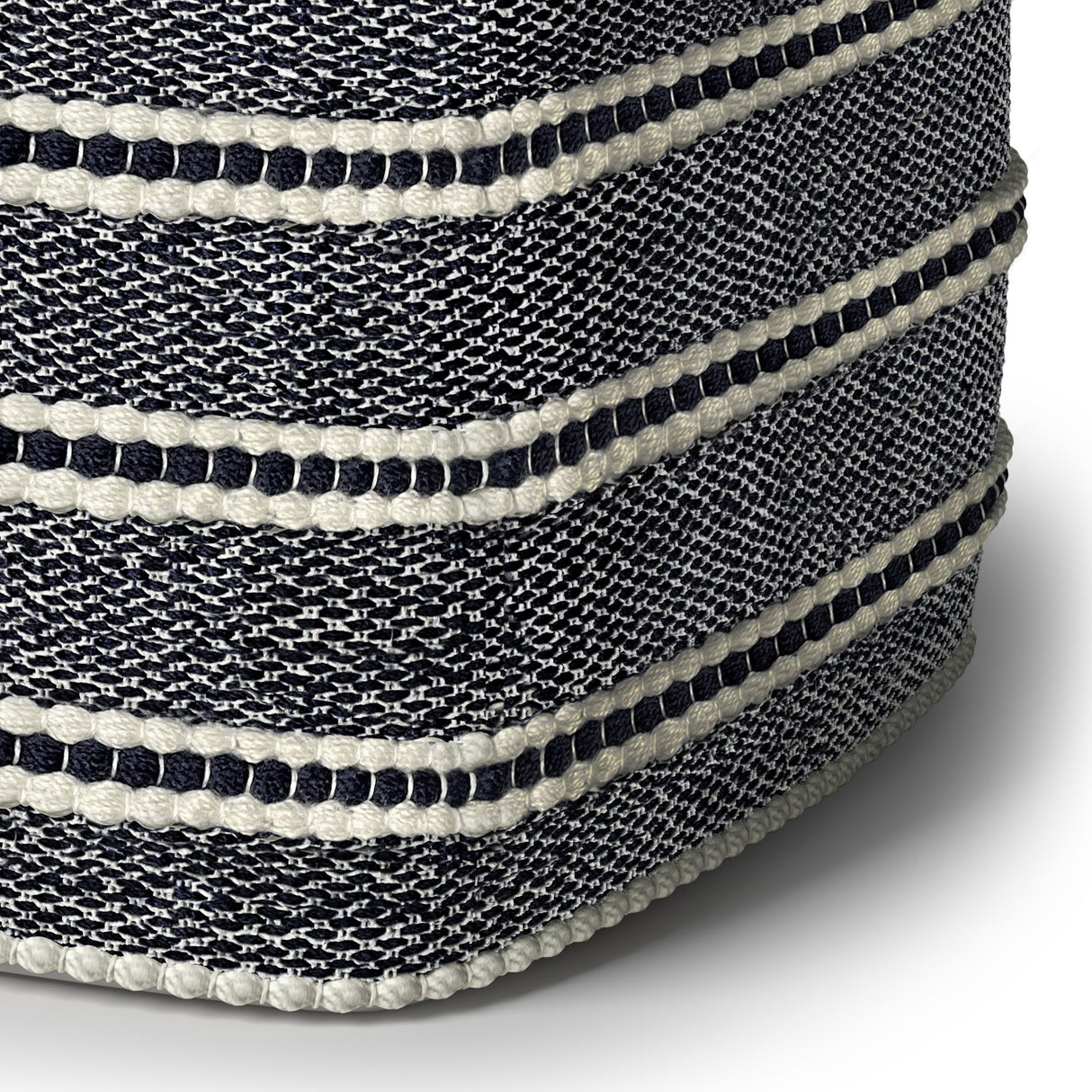 Corrie - Square Woven Outdoor / Indoor Pouf - Navy / White by Simpli-Home | Bel Furniture