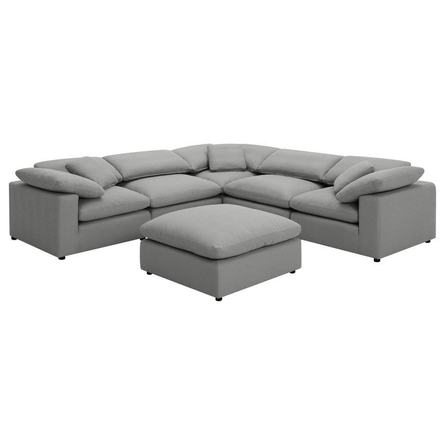 Raleigh - Boucle Upholstered Modular Sectional Gray 6 Pc. Sectional With Ottoman by Coaster Fine Furniture | Bel Furniture