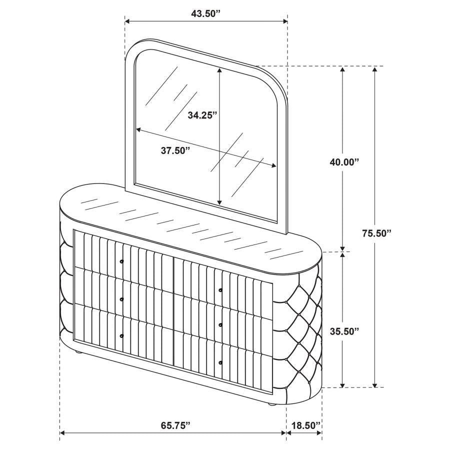 Sonya - 6-Drawer Upholstered Bedroom Dresser