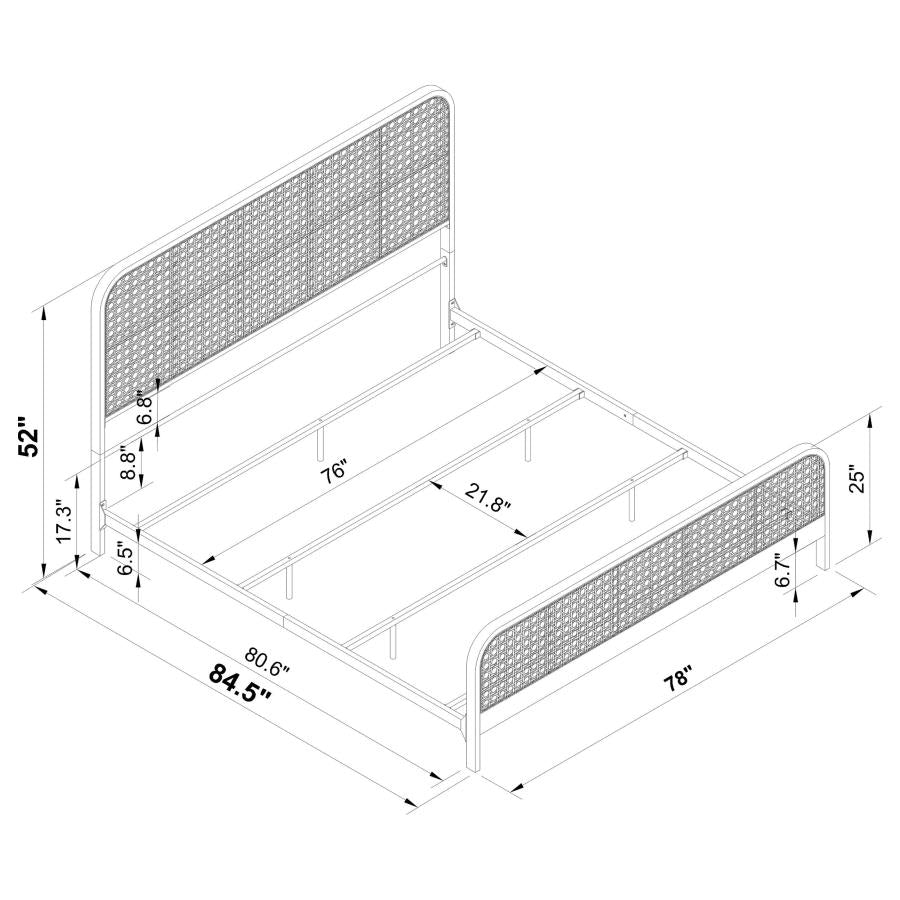 Lanewood - Open Cane Rattan Metal Bed