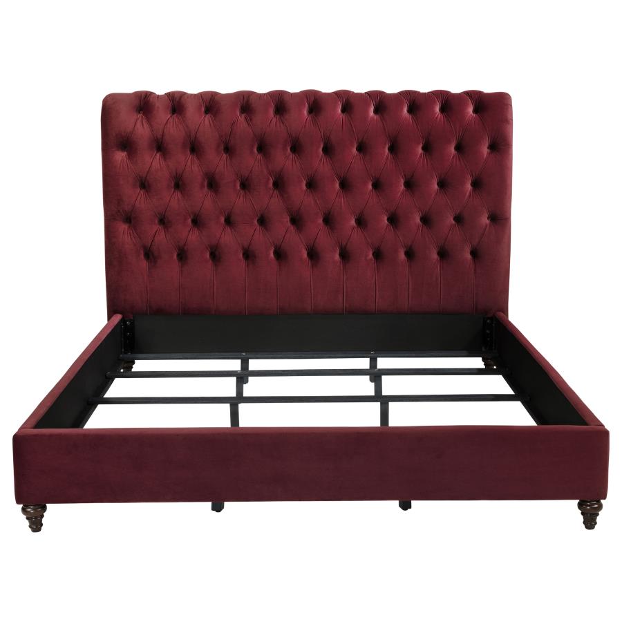 Devon 57-inch Upholstered Panel Bed Wine Red