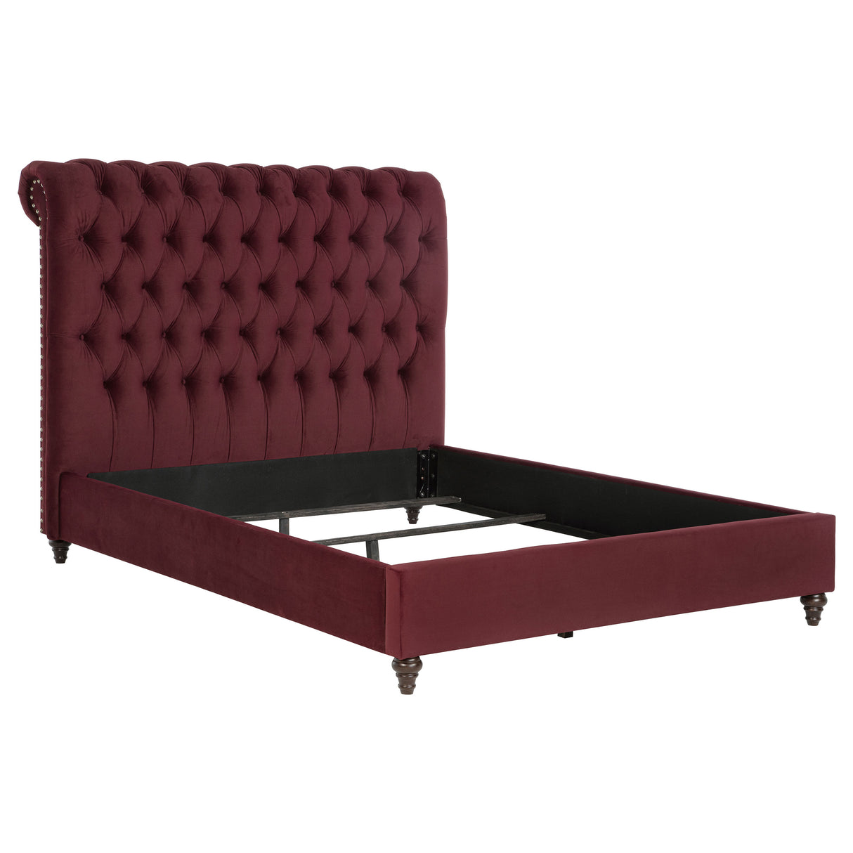 Devon 57-inch Upholstered Panel Bed Wine Red