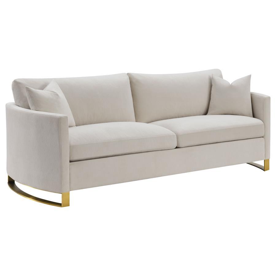Corliss - Upholstered Arched Arm Sofa Beige by CoasterElevations | Bel Furniture