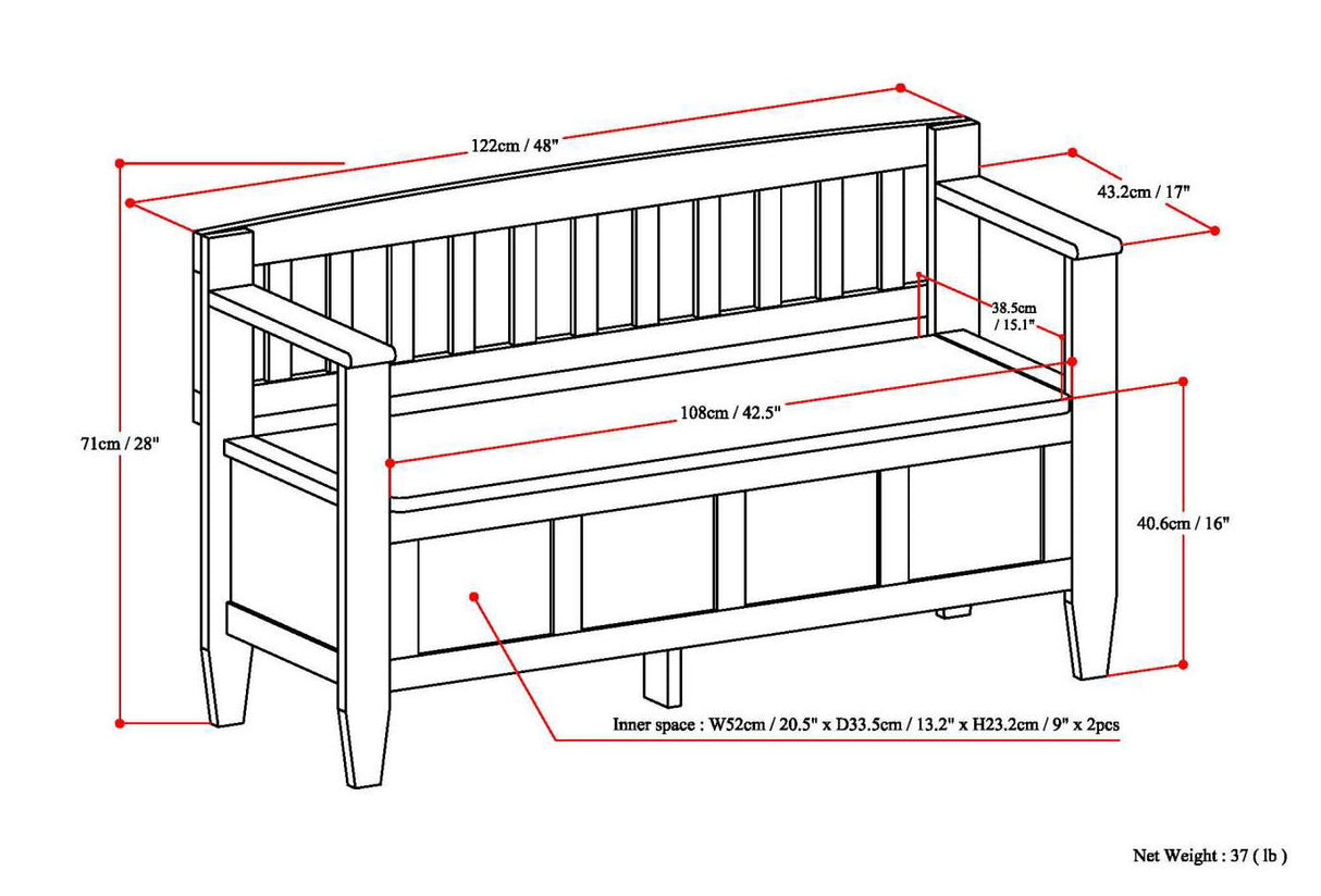 Brooklyn - Entryway Storage Bench - Medium Saddle Brown by Simpli-Home | Bel Furniture
