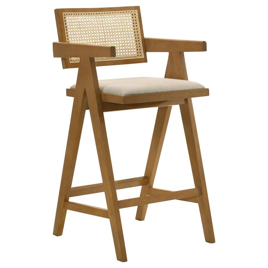 Kane - Woven Rattan Wood Bar Chair (Set of 2) - Light Walnut by Coaster Fine Furniture | Bel Furniture