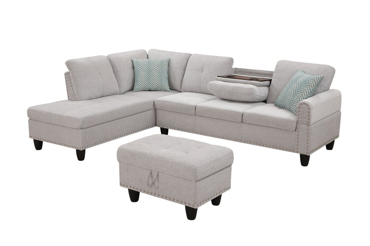 Alger - 98" Wide Left Hand Facing Sofa & Chaise With Ottoman by Cynthia's Furniture | Bel Furniture