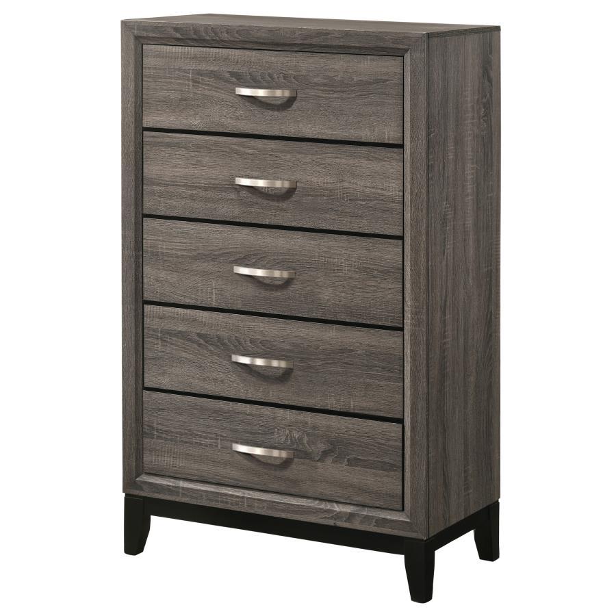 Watson - 5-Drawer Bedroom Chest - Gray Oak by CoasterEveryday | Bel Furniture