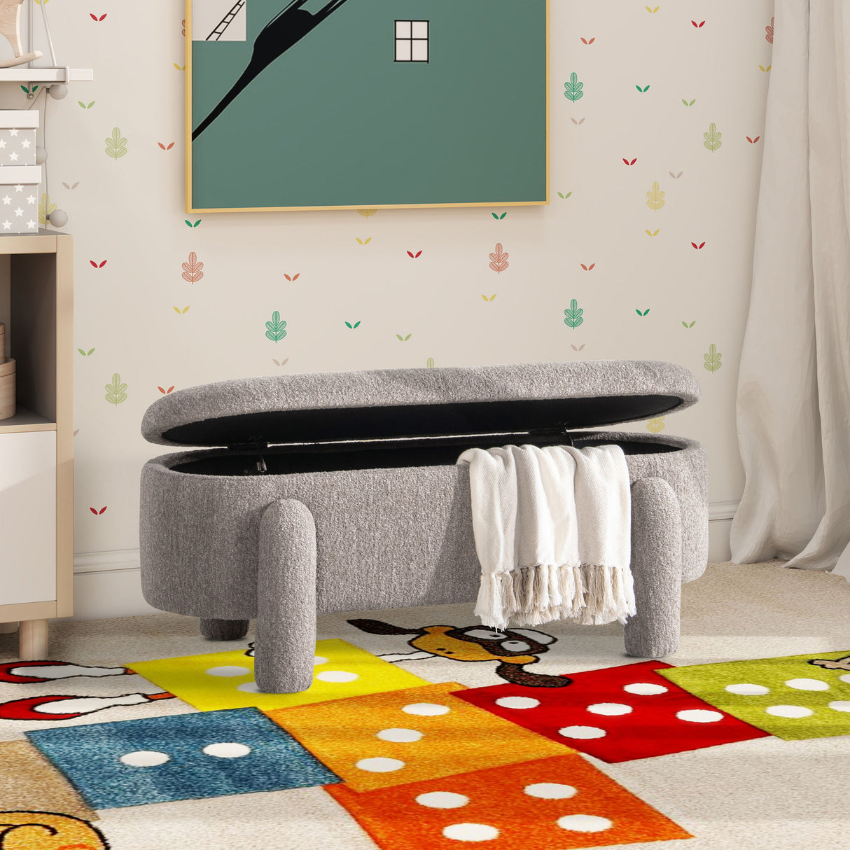 Hugo - Oval Fully Upholstered Storage Bench by Jennifer Taylor Home | Bel Furniture