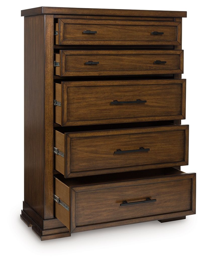 Taffenbrook - Medium Brown - Five Drawer Chest by Benchcraft® | Bel Furniture