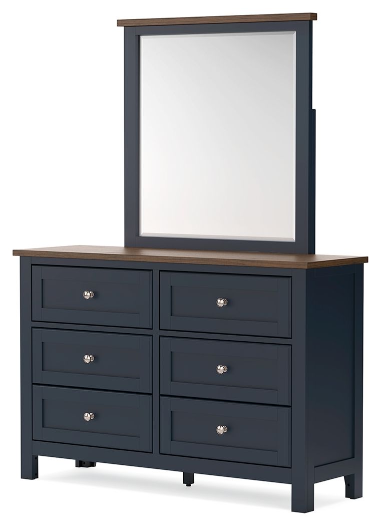 Landocken - Brown / Blue - Dresser and Mirror by Signature Design by Ashley® | Bel Furniture
