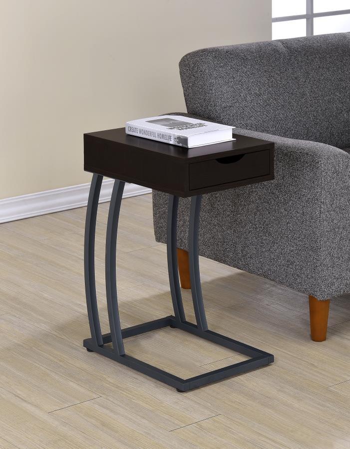 Troy - 1-Drawer C-Shaped Side Table Power Outlet by CoasterEssence | Bel Furniture