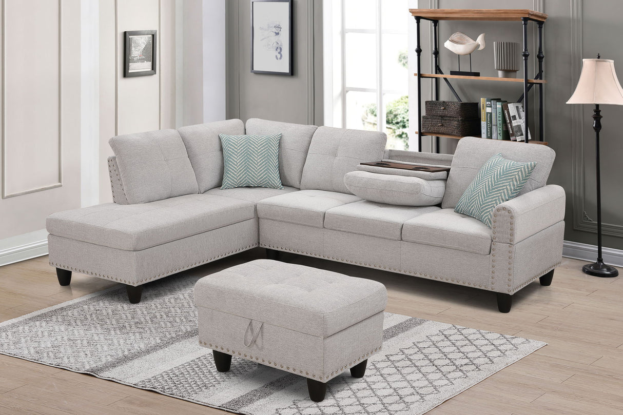 Alger - 98" Wide Left Hand Facing Sofa & Chaise With Ottoman by Cynthia's Furniture | Bel Furniture