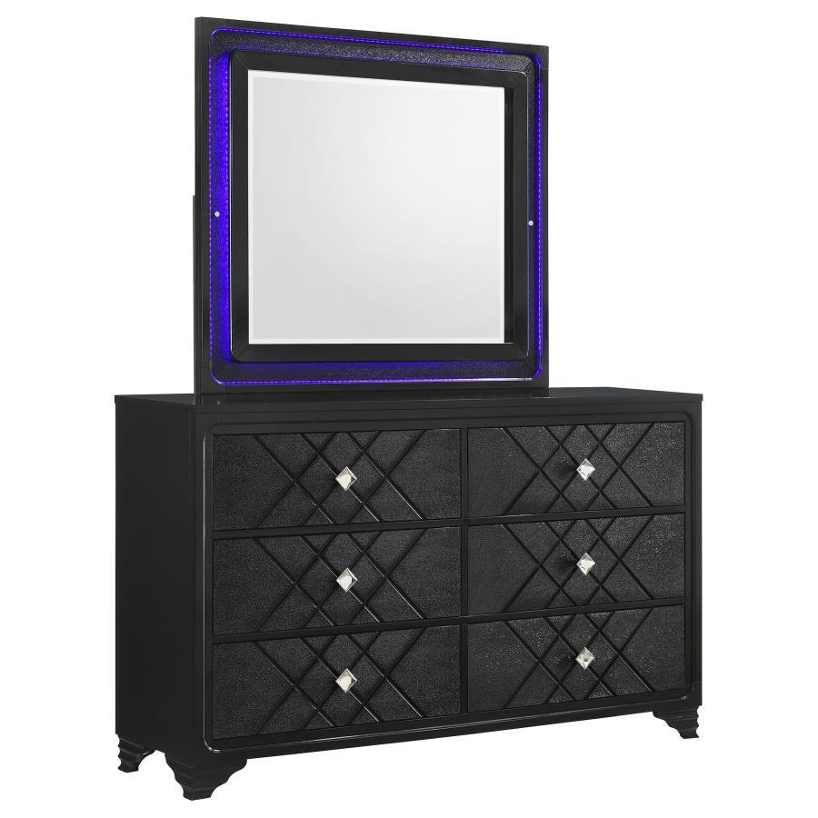 Penelope - 6-drawer Dresser With Mirror - Black