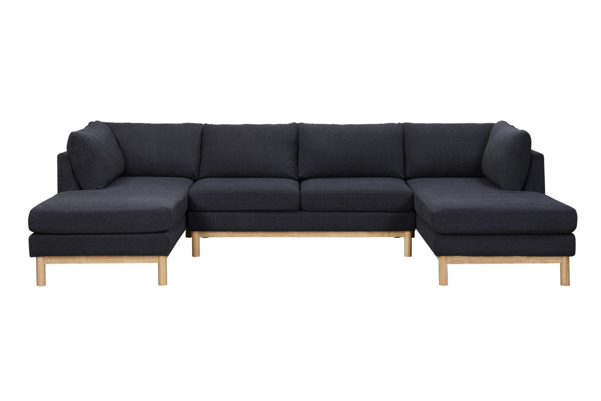 Hallie - Wide Sherpa Double Chaise U-Shape Sectional Sofa by Lilola Home | Bel Furniture