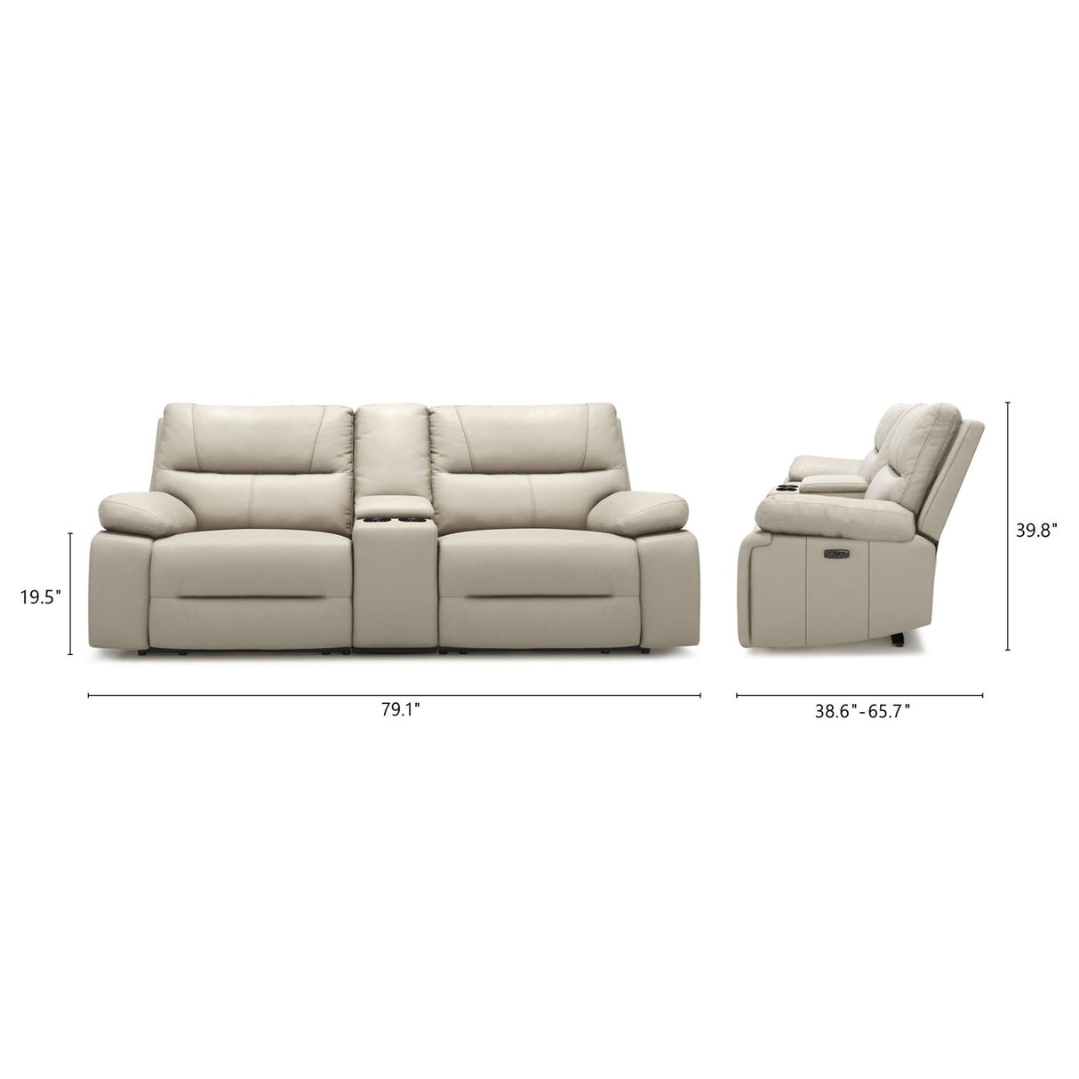 Malibu - Modern Power Motion 3 Piece Reclining Loveseat Sofa With Cup Holders - Cream Taupe Beige by Jennifer Taylor Home | Bel Furniture