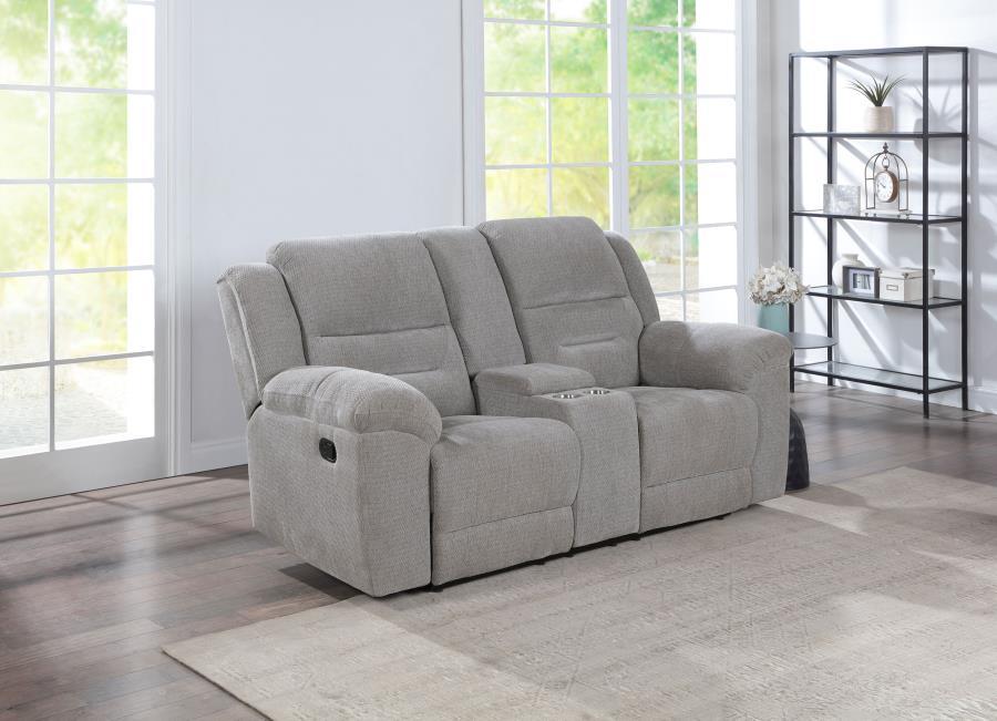 Gilson - Chenille Upholstered Reclining Loveseat - Gray by Coaster Fine Furniture | Bel Furniture
