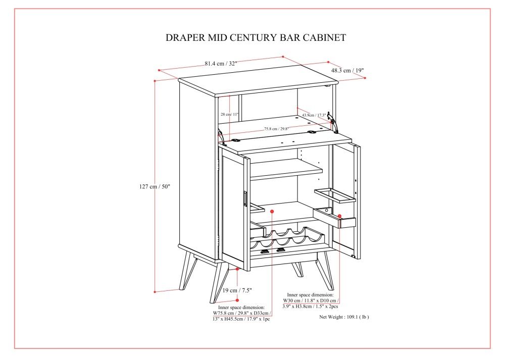 Draper - Mid Century Bar Cabinet