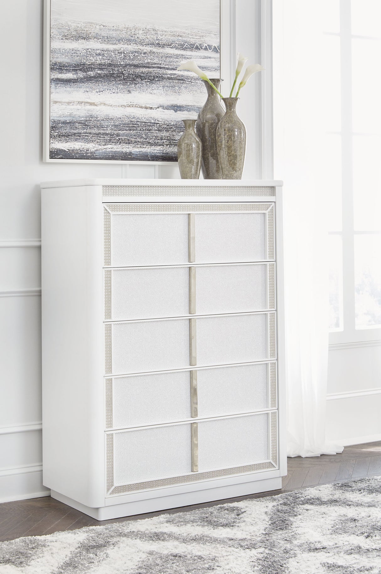 Chalanna - White - Five Drawer Chest by Signature Design by Ashley® | Bel Furniture