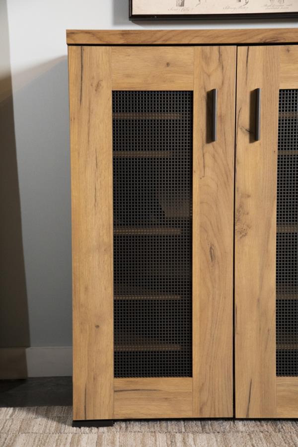 Bristol - 6-Shelf Engineered Wood Shoe Cabinet - Golden Oak by CoasterEveryday | Bel Furniture