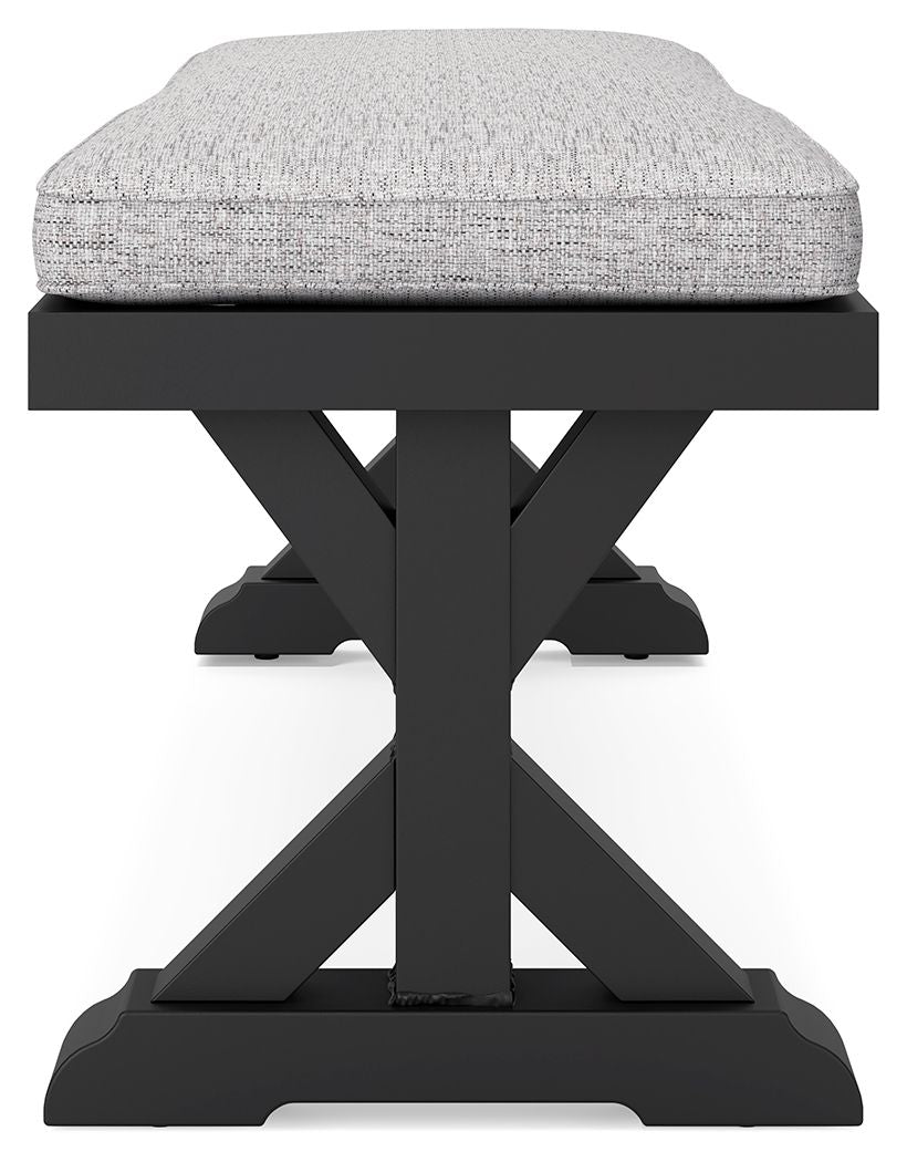 Beachcroft - Bench With Cushion - Black / Light Gray