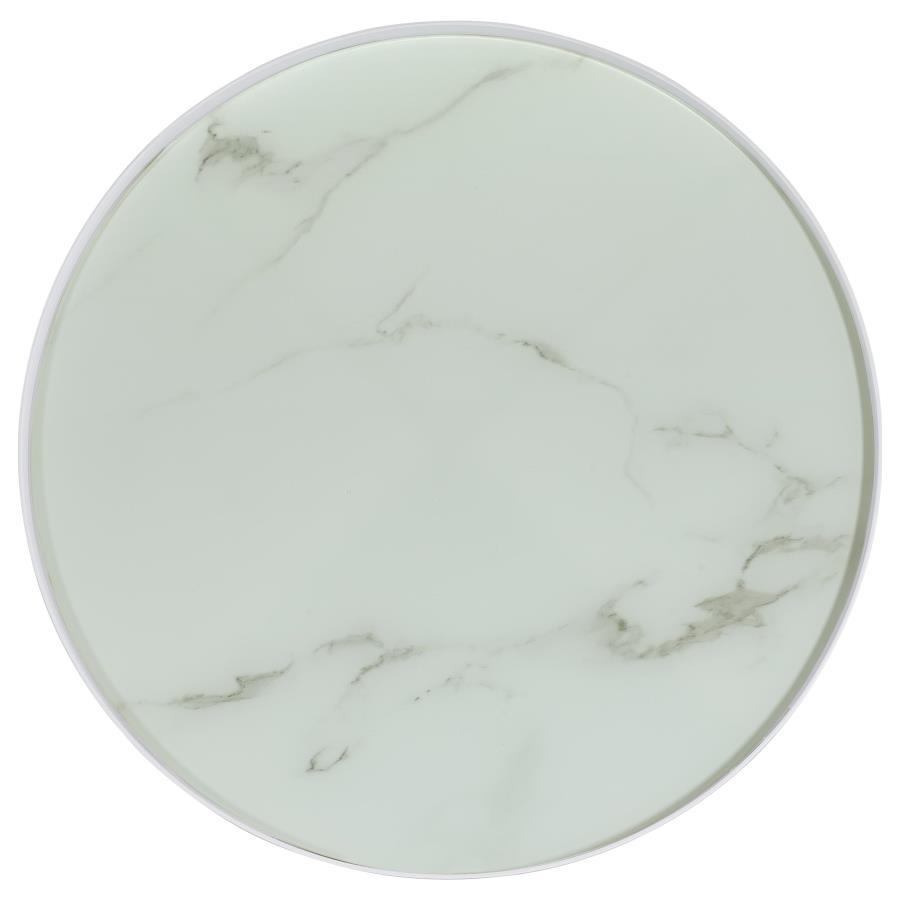 Briggs - Round Marble Printed Glass Top End Side Table by Coaster Fine Furniture | Bel Furniture