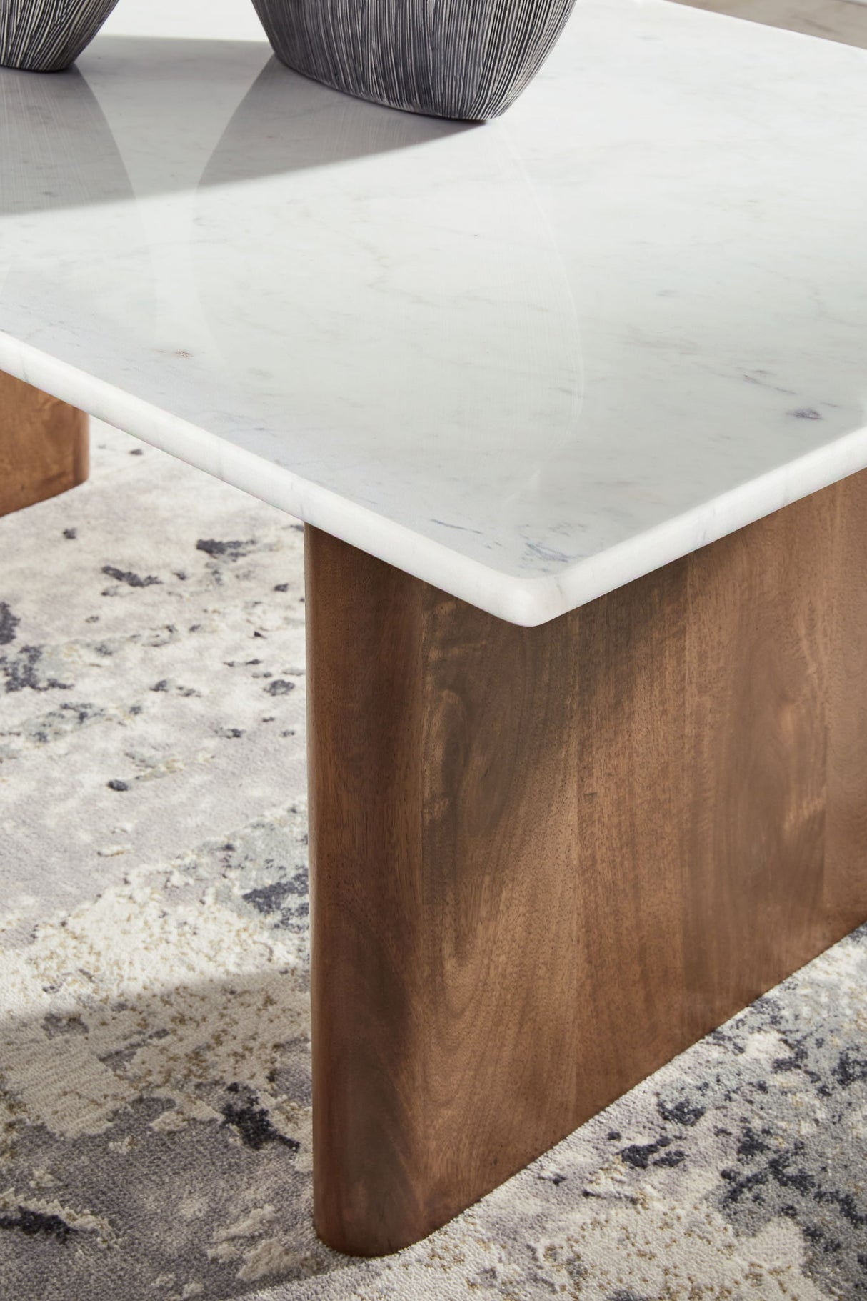 Isanti - Rectangular Cocktail Table - Light Brown / White