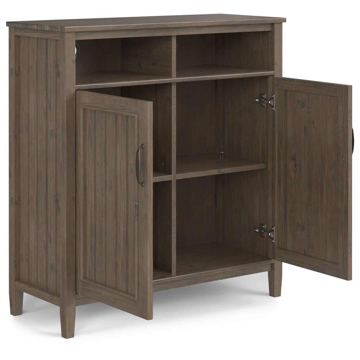 Lev - Medium Storage Cabinet - Smoky Brown by Simpli-Home | Bel Furniture