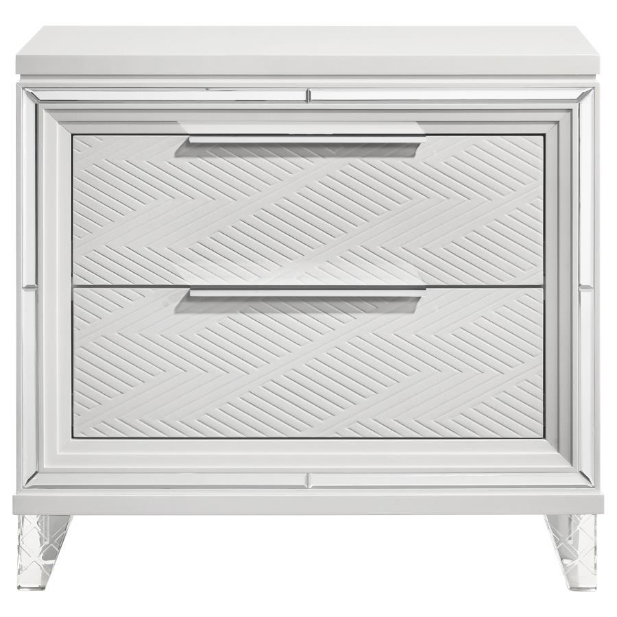 Marmore - 2-Drawer Nightstand Bedside Table - White by Coaster Fine Furniture | Bel Furniture