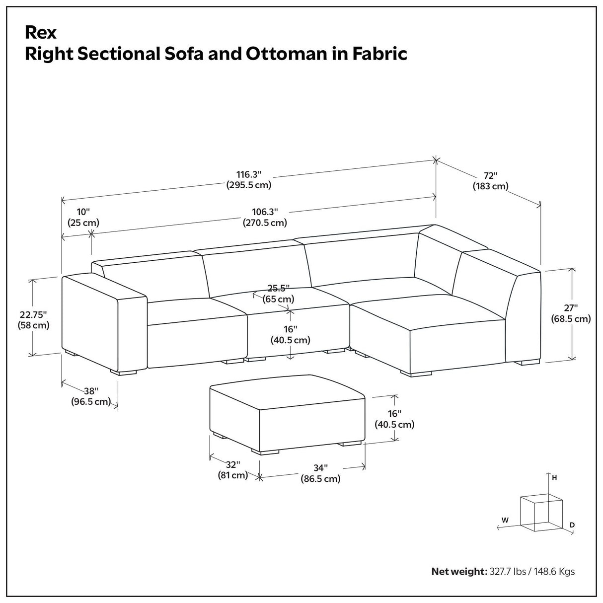 Rex - Handcrafted Sectional Sofa And Ottoman