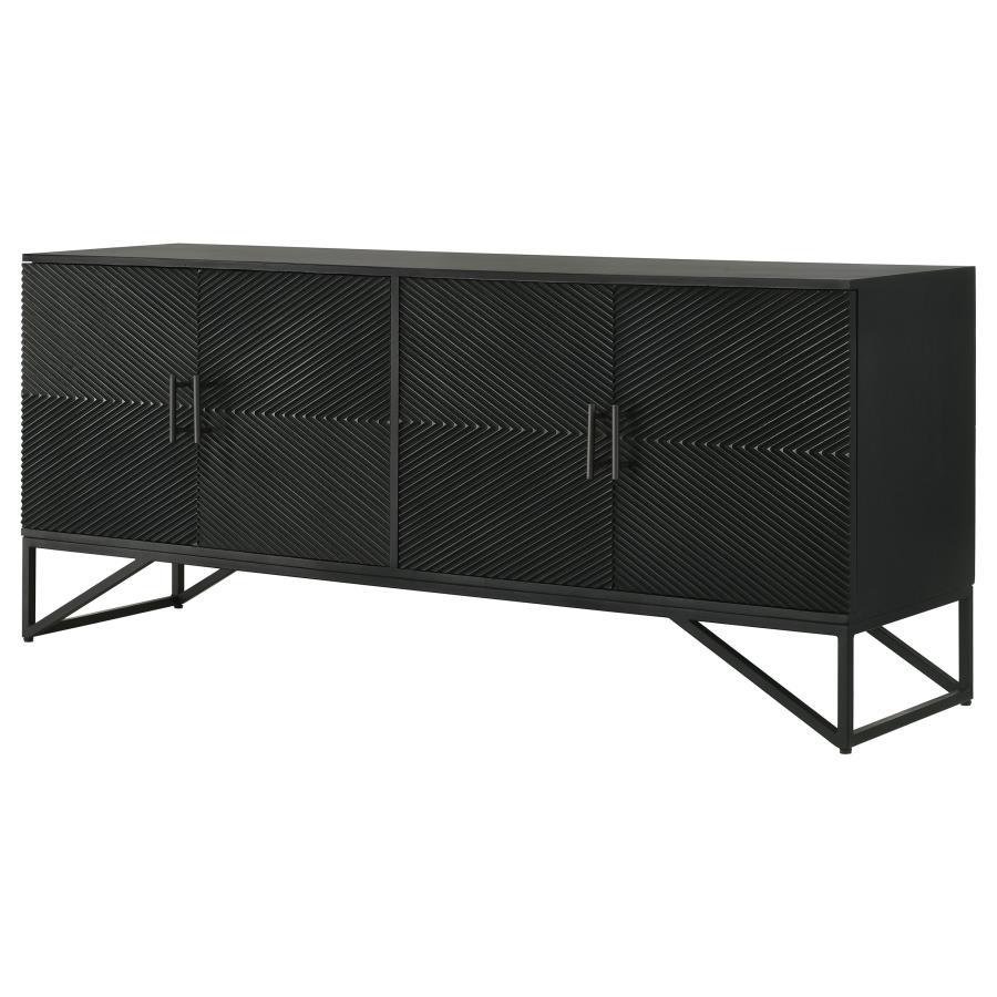 Riddell - 4 Door Wood Reeding Accent Cabinet - Matte Black by Coaster Fine Furniture | Bel Furniture