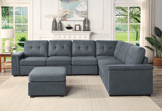 Isla - Fabric Sectional Sofa With Ottoman by Lilola Home | Bel Furniture