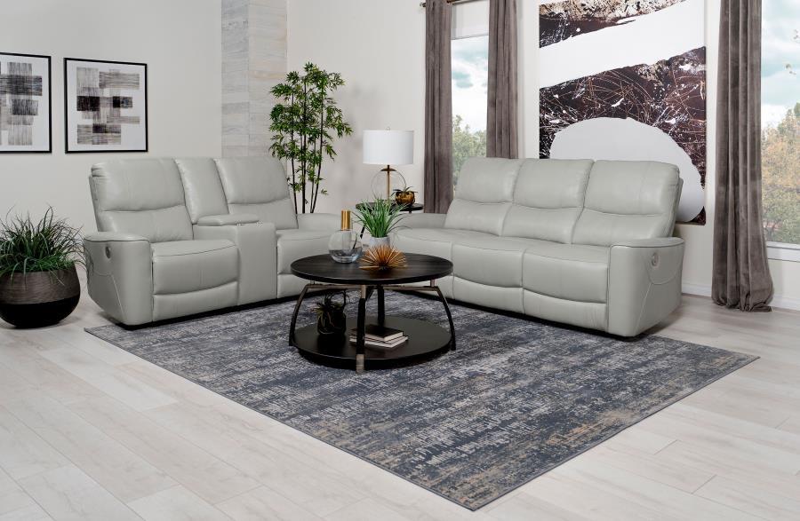 Greenfield - Power Reclining Sofa Set Pearl Silver 2 Pc. Sofa, Loveseat by Coaster Fine Furniture | Bel Furniture