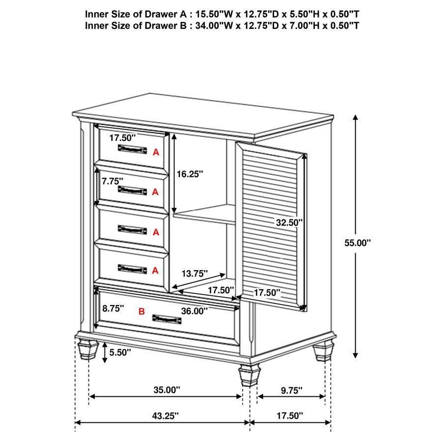Franco - 5-Drawer Door Chest by CoasterEssence | Bel Furniture