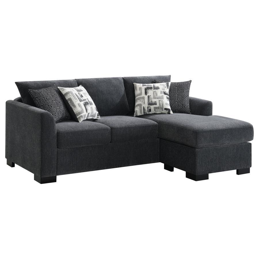 Storey - Upholstered Sleeper Sectional Chaise Sofa Dark Gray by CoasterEveryday | Bel Furniture