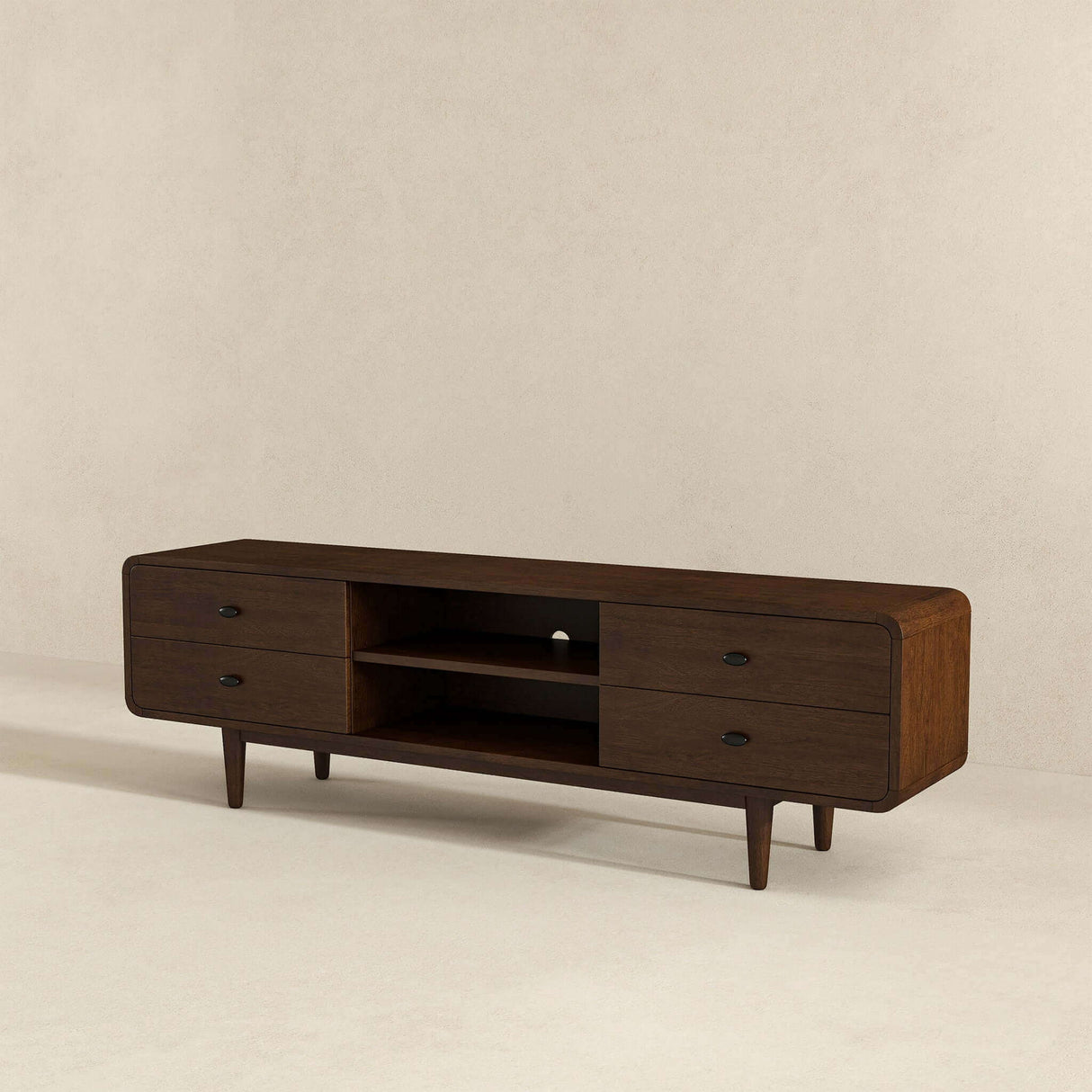Alexa - Mid-Century Modern Style TV Stand - Dark Brown / Wood by Ashcroft Furniture | Bel Furniture
