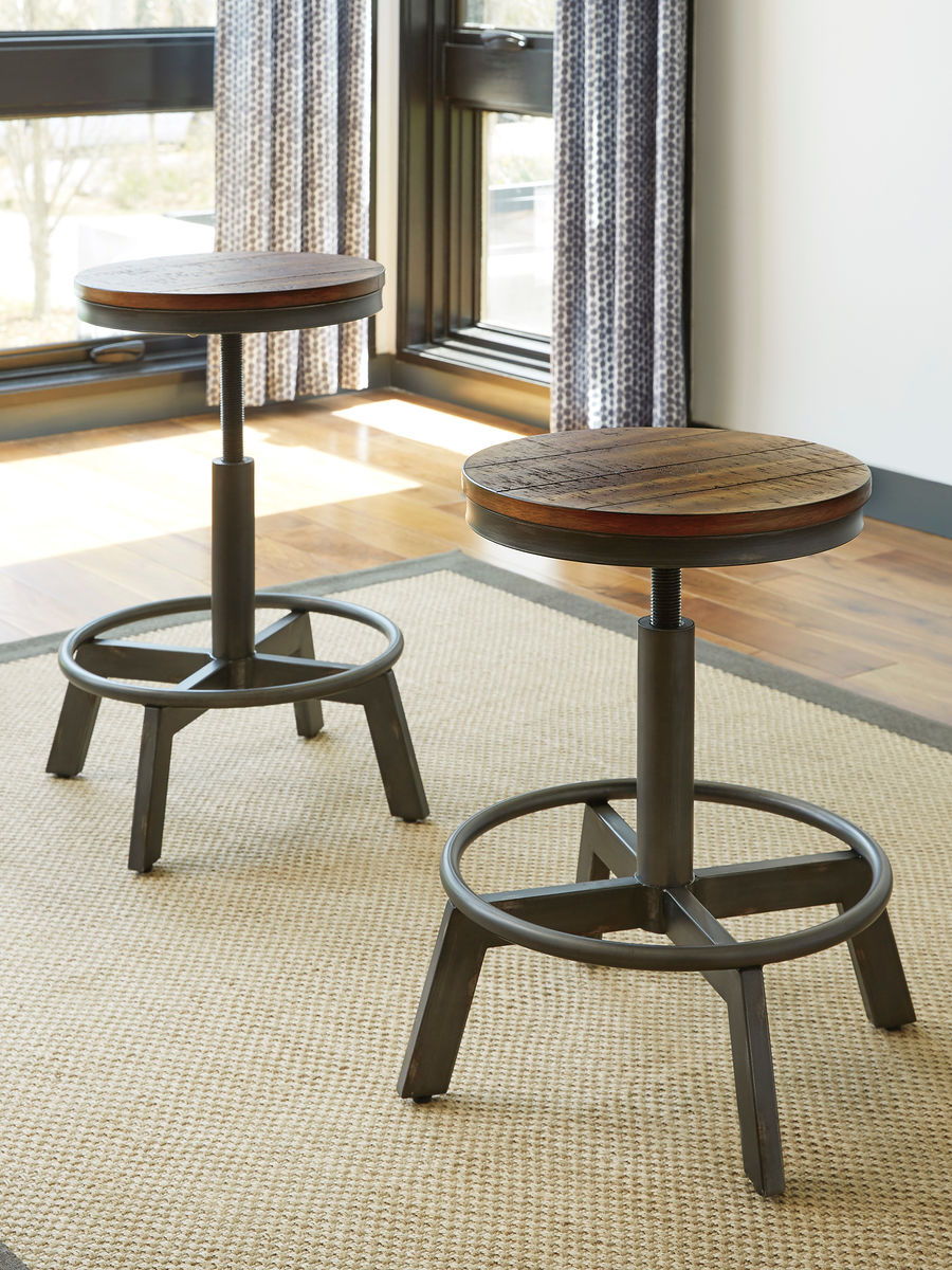 Torjin - Dark Brown - 3 Pc. - Long Counter Table, 2 Stools by Signature Design by Ashley® | Bel Furniture