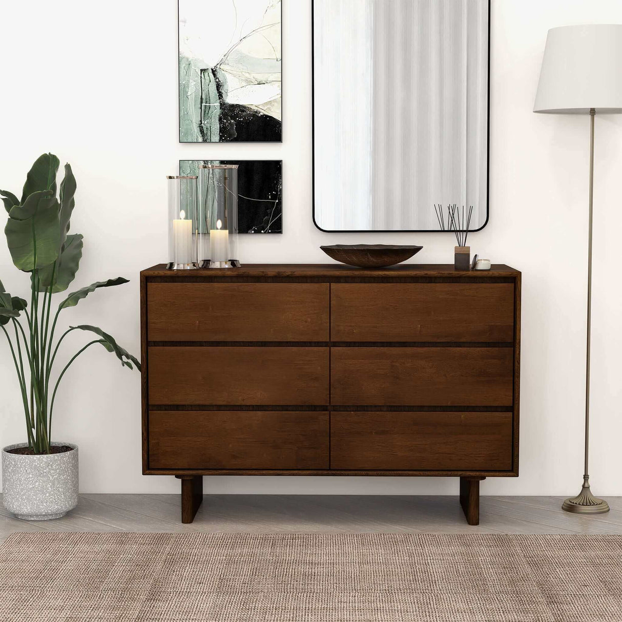 Dubrovnik - Mid-Century Modern Dresser With 6 Drawers - Brown by Ashcroft Furniture | Bel Furniture
