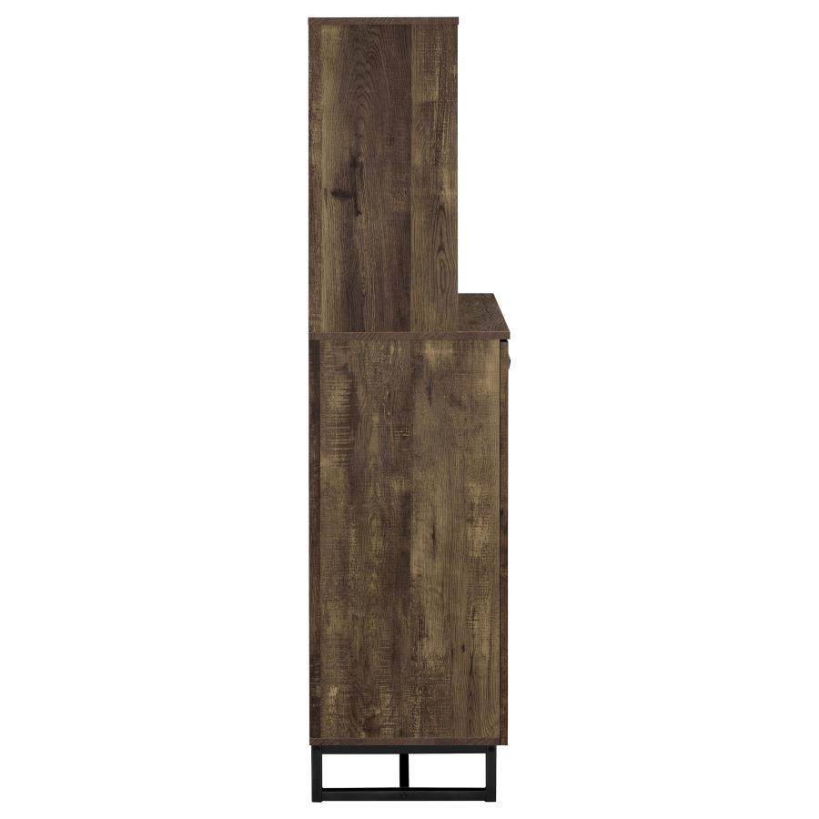 Mendoza - 2 Door Home Bar Cabinet Wine Storage - Rustic Oak by CoasterEveryday | Bel Furniture