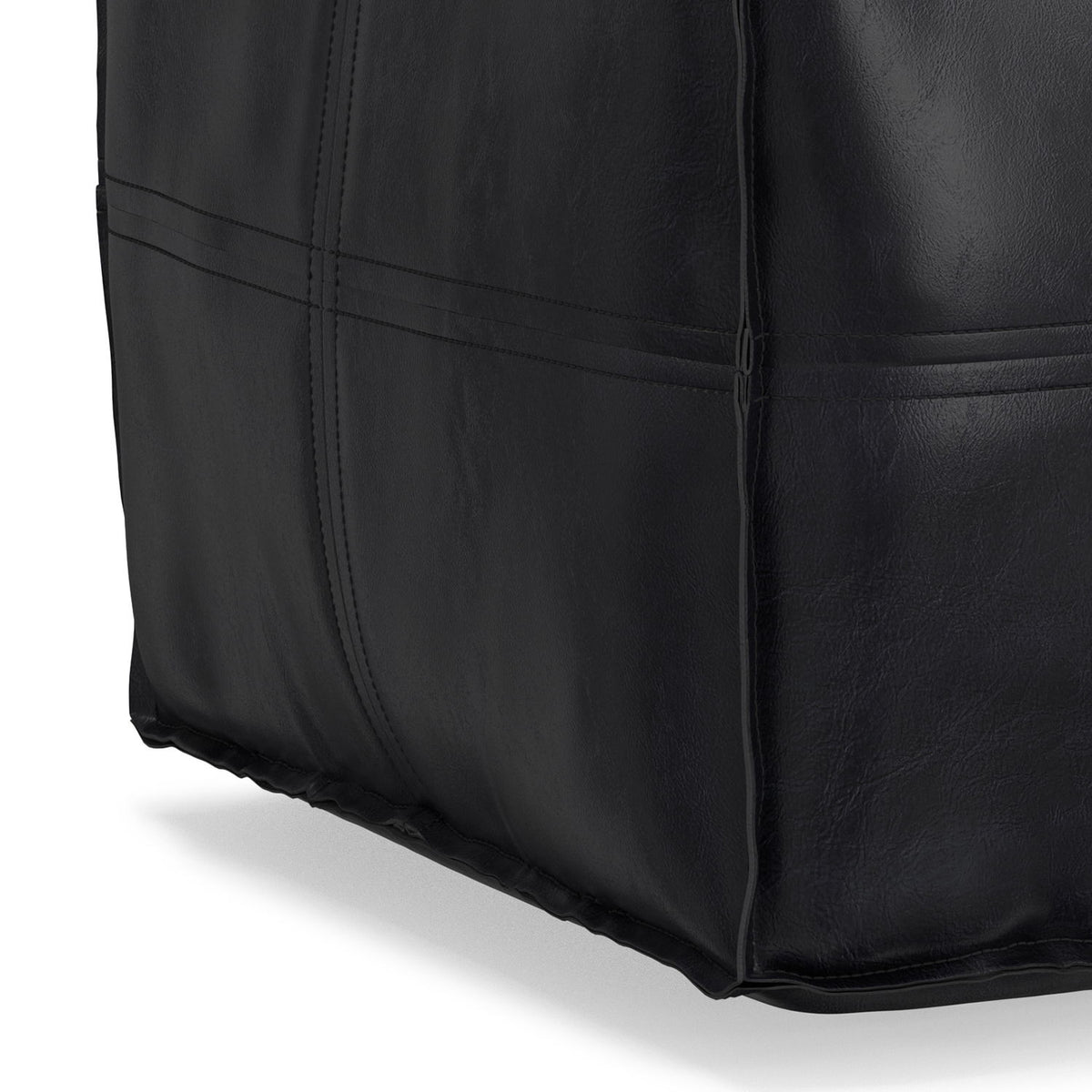 Brody - Square Top Stitched Pouf - Black