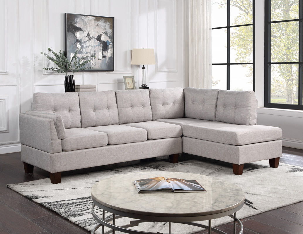 Dalia - Linen Modern Sectional Sofa With Chaise by Lilola Home | Bel Furniture