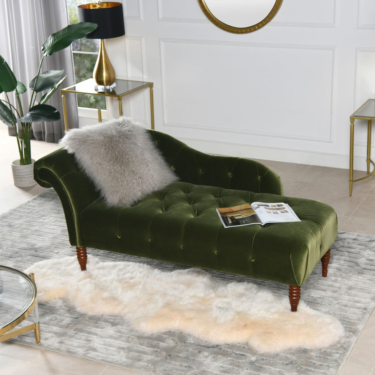 Samuel - Tufted Roll Arm Chaise Lounge by Jennifer Taylor Home | Bel Furniture